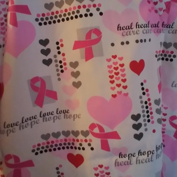 NWOT Women's Scrub Top October Breast Cancer Nursing Medical Dental-fields XL - Picture 2 of 8